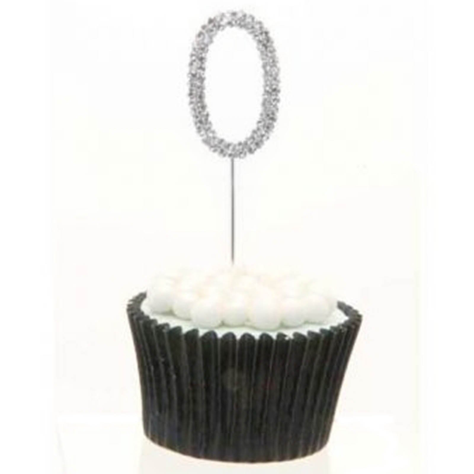 Sparkle & Celebrate! Rhinestone Number Cake Topper – The Ultimate Birthday & Anniversary Cake Bling (0 (Zero), Silver)