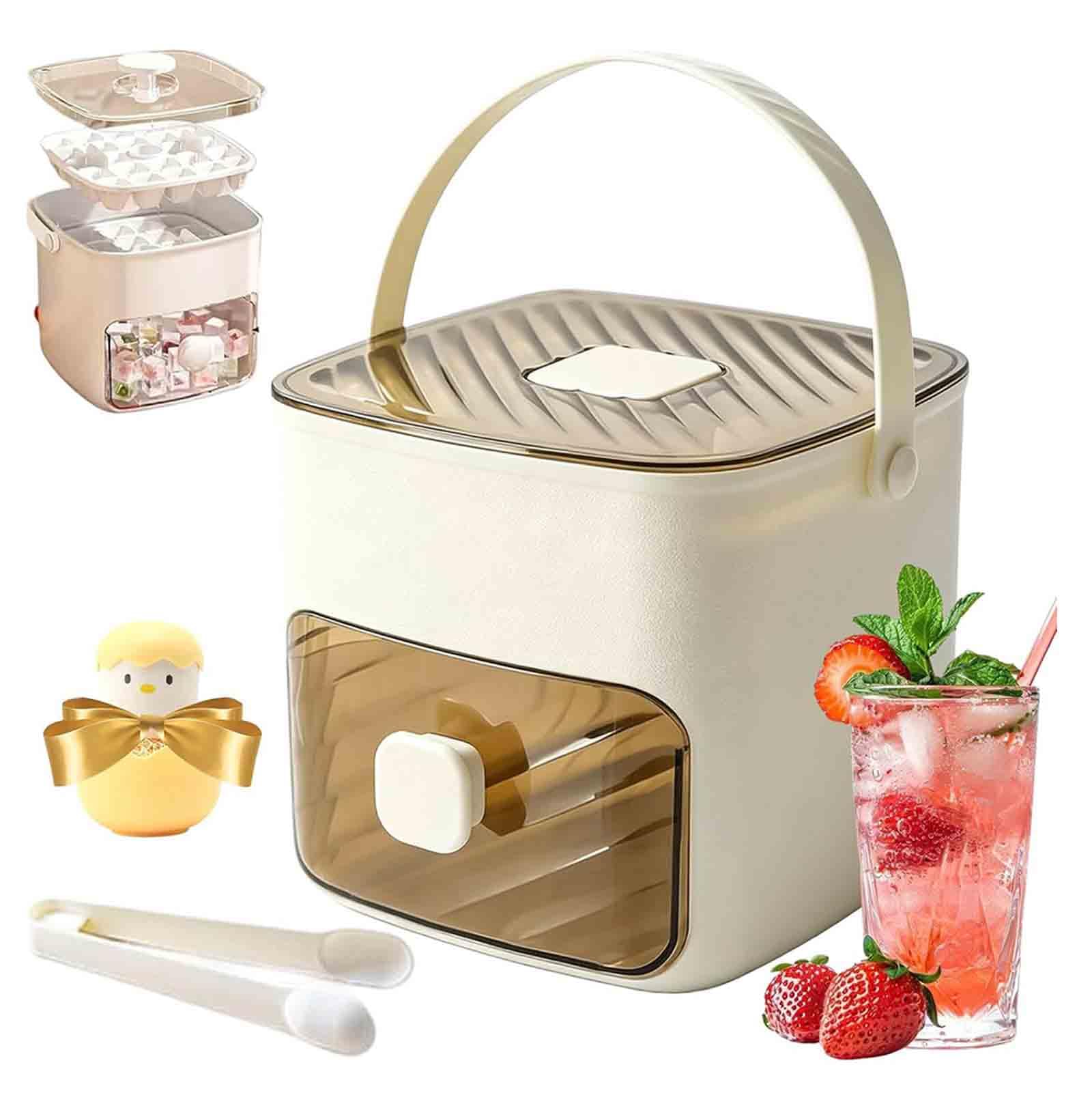 Fabricante de hielo portátil, con tapa y caja de almacenamiento 48 cubos, con tapa de prensa fácil, manejado Pulse de cubo de hielo de doble capa, libera fácilmente cubos de hielo con el toque de un b