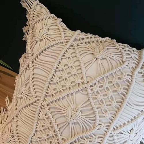 Miniatura 9 de Juego de 2 fundas de almohada de macramé, 100% algodón, decorativas, con flecos, decoración bohemia para el hogar