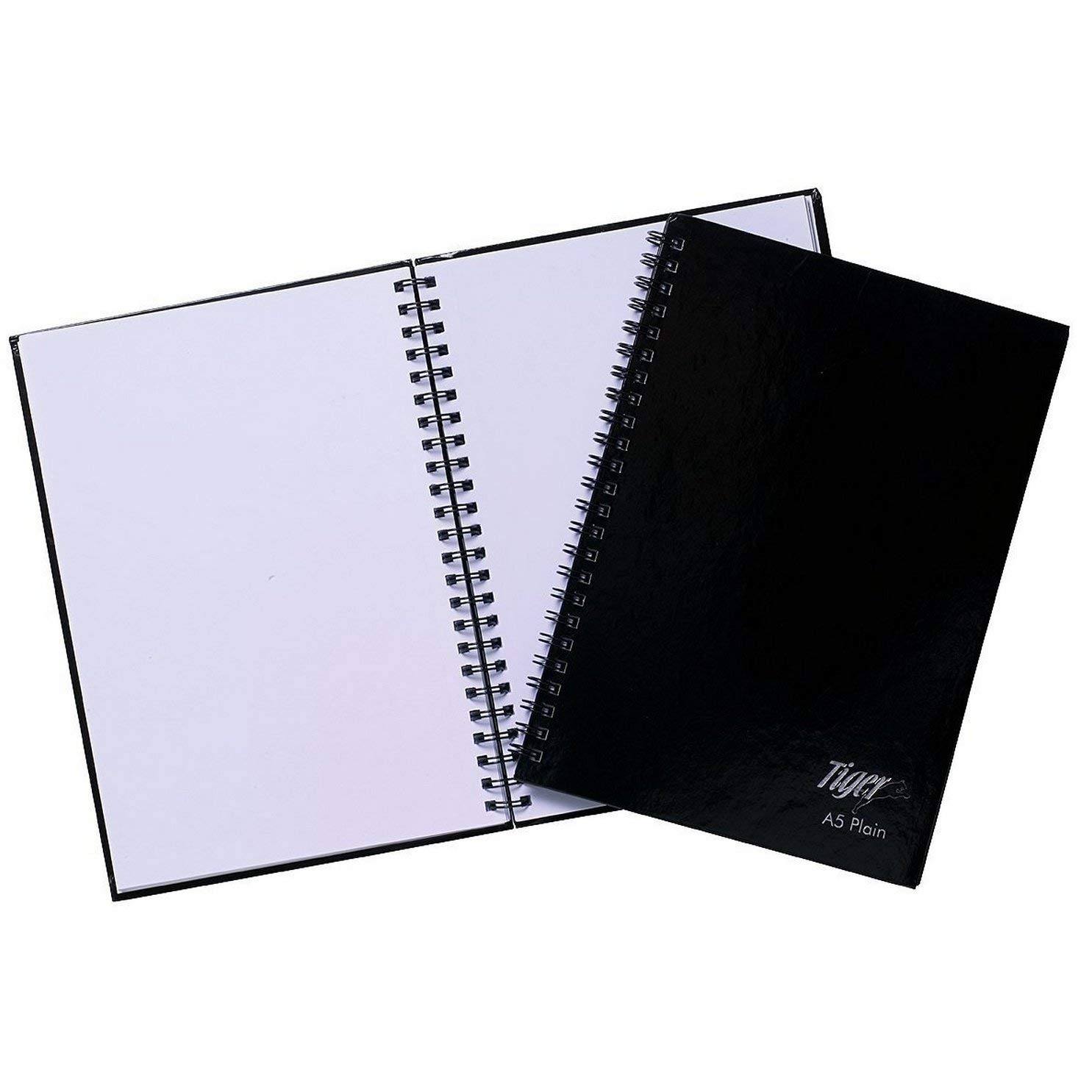 Tiger 3 X A5 spiral plain notebook with hard cover