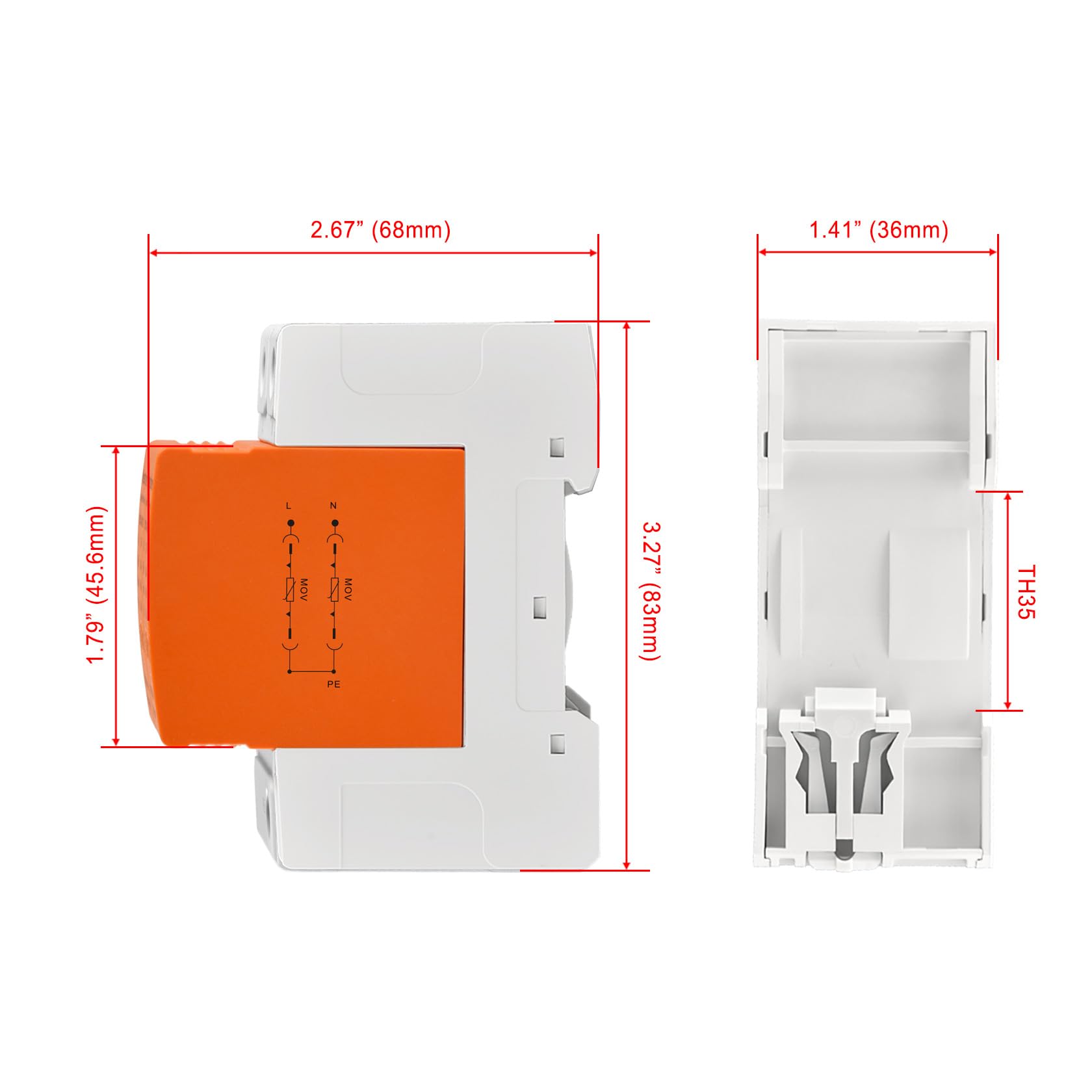 Heschen Surge Protective Device, LYD1-C40/385, 2P 385V 20KA, Fire-Proof, Low-Voltage Arrester, 35mm DIN Rail Mounting
