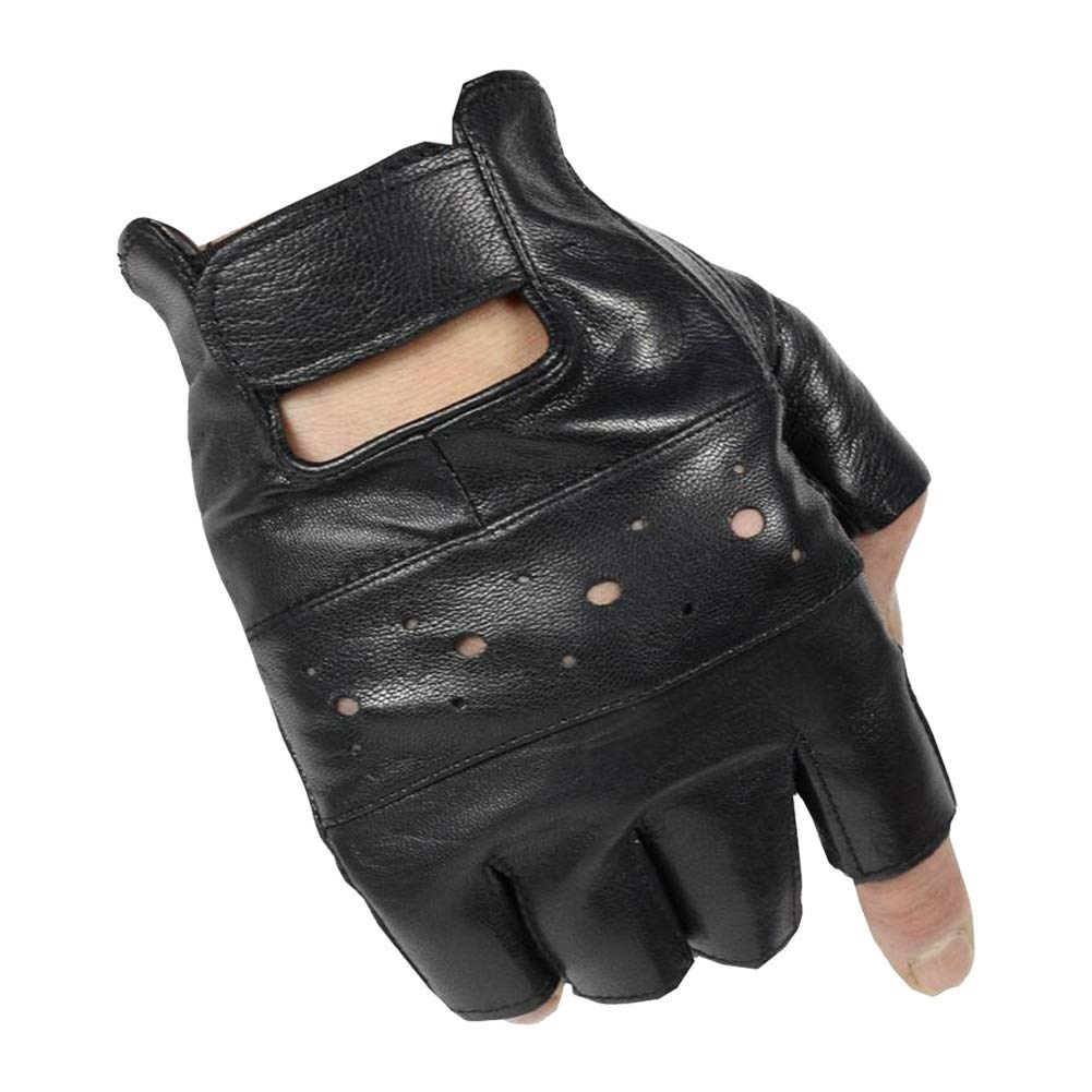 Guantes,Guantes de Invierno,Guantes de Invierno Hombres Cuero Moto Sin Dedos Medio Dedo Conducción Entrenamiento Fitness A Prueba de Viento Forrado Grueso (Color: 1 par) (1 par Talla única)