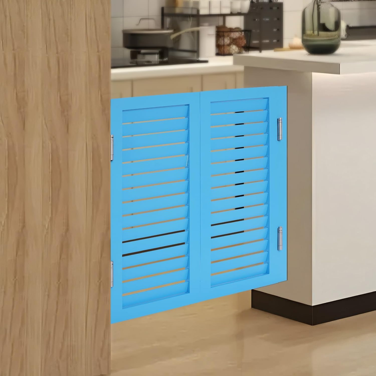 Porta a Battente bidirezionale per Bar, Ristorante e Cucina, con Cerniere a Molla, Finitura in Legno. (35.43(W) x35.43(H) in)