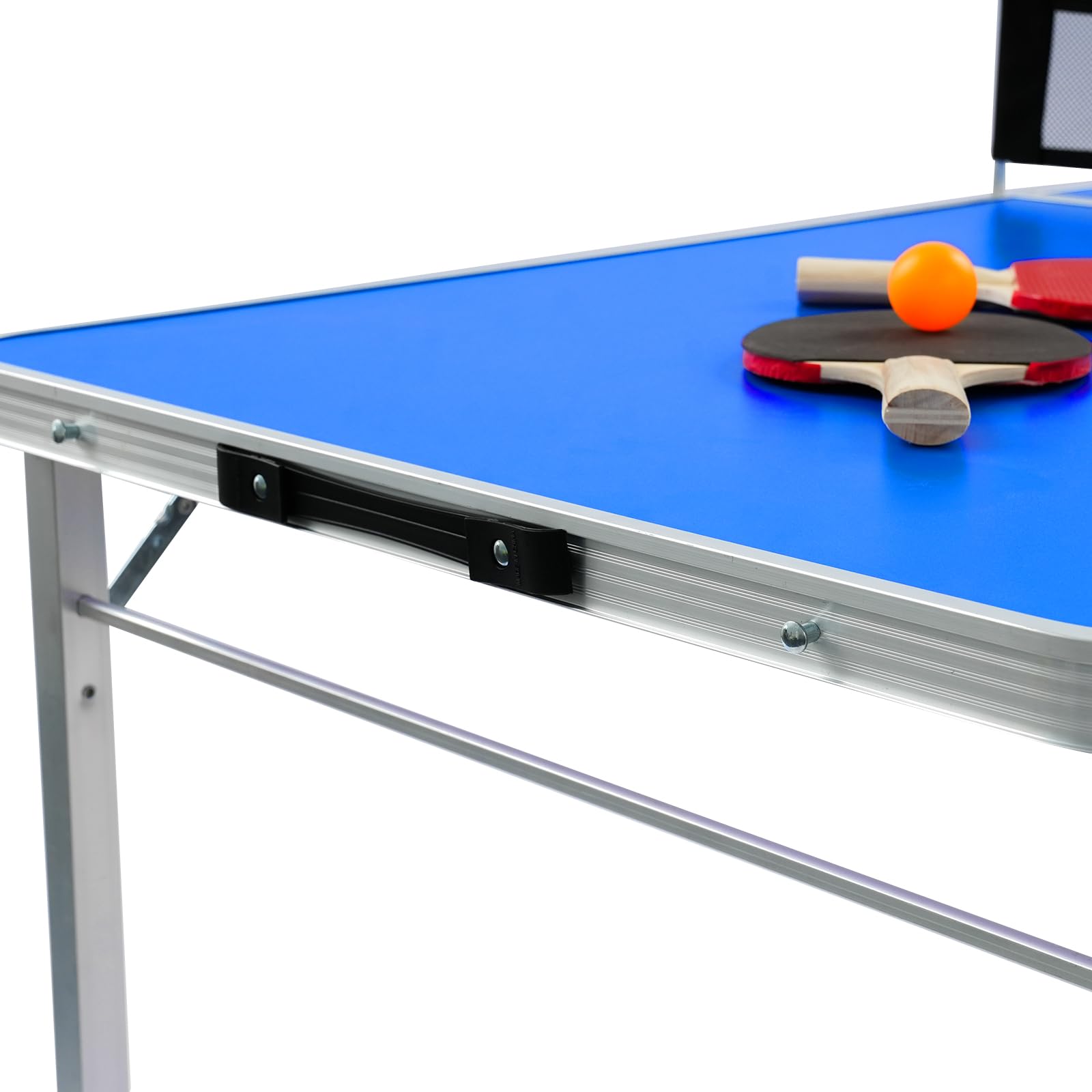 Tavolo da ping pong pieghevole 152 x 67 x 70 cm, con 2 racchette da ping pong e 3 palline da ping pong in lega di alluminio, portata 30 kg, per divertimento in famiglia, attività scolastiche