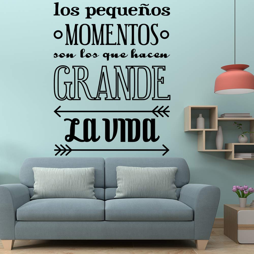 Vinilos de pared decorativo con frase decorativa"LOS PEQUEÑOS MOMENTOS SON..." Pegatinas decorativas pared. Decoración casa Docliick DC-19120