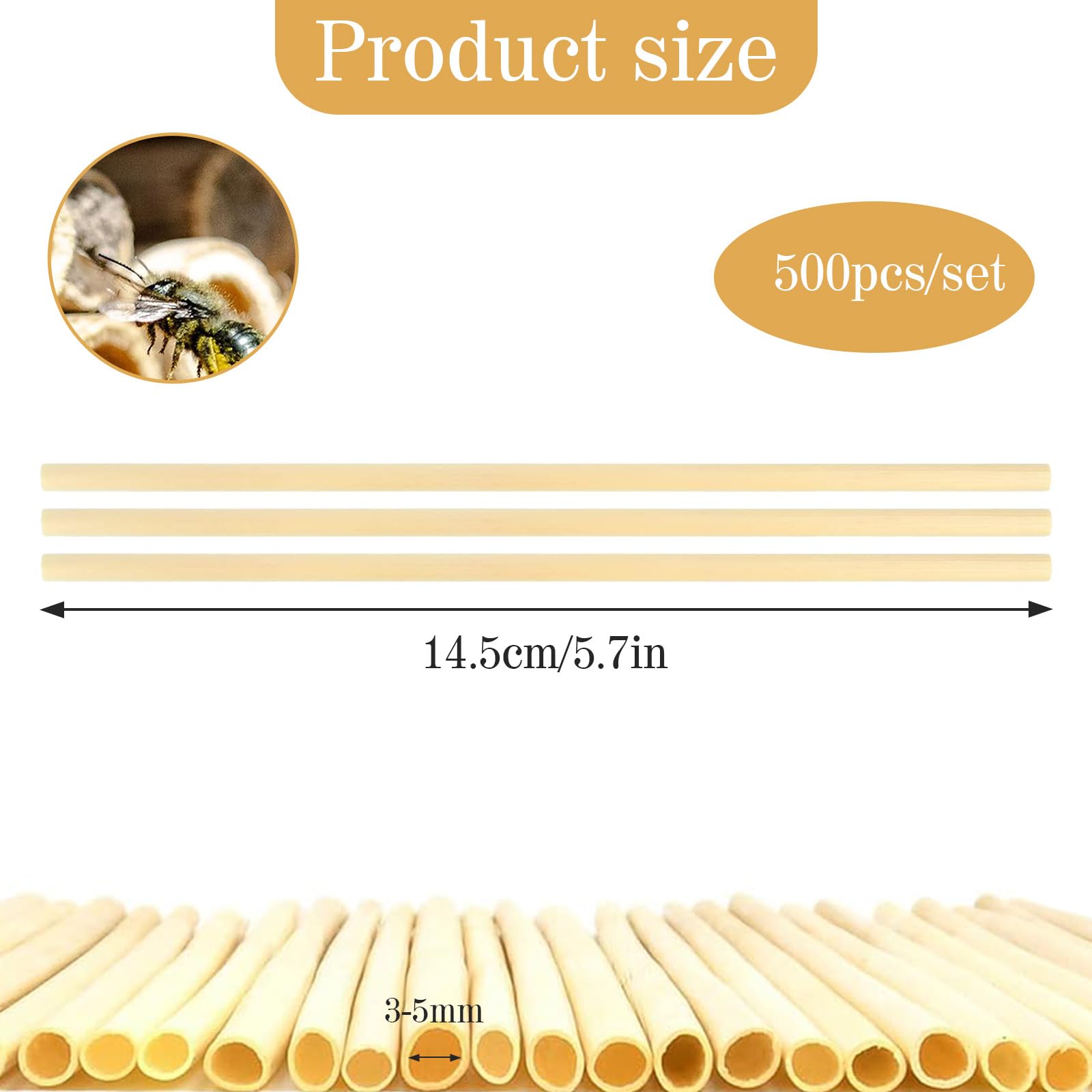 500 Piezas Tubo para Nido de Abejas,14.5 CM Largo, Tubo de Cartón para Apicultores,Accesorios para Casa de Insectos,para Rellenar Hotel de Insectos,Casa de Abejas, Hotel de Abejas