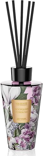 M&SENSE Moonlight - Juego de difusor de varillas tuberosa  8.79 onzas líquidas de fragancia para el hogar, difusor de aceite esencial no tóxico con