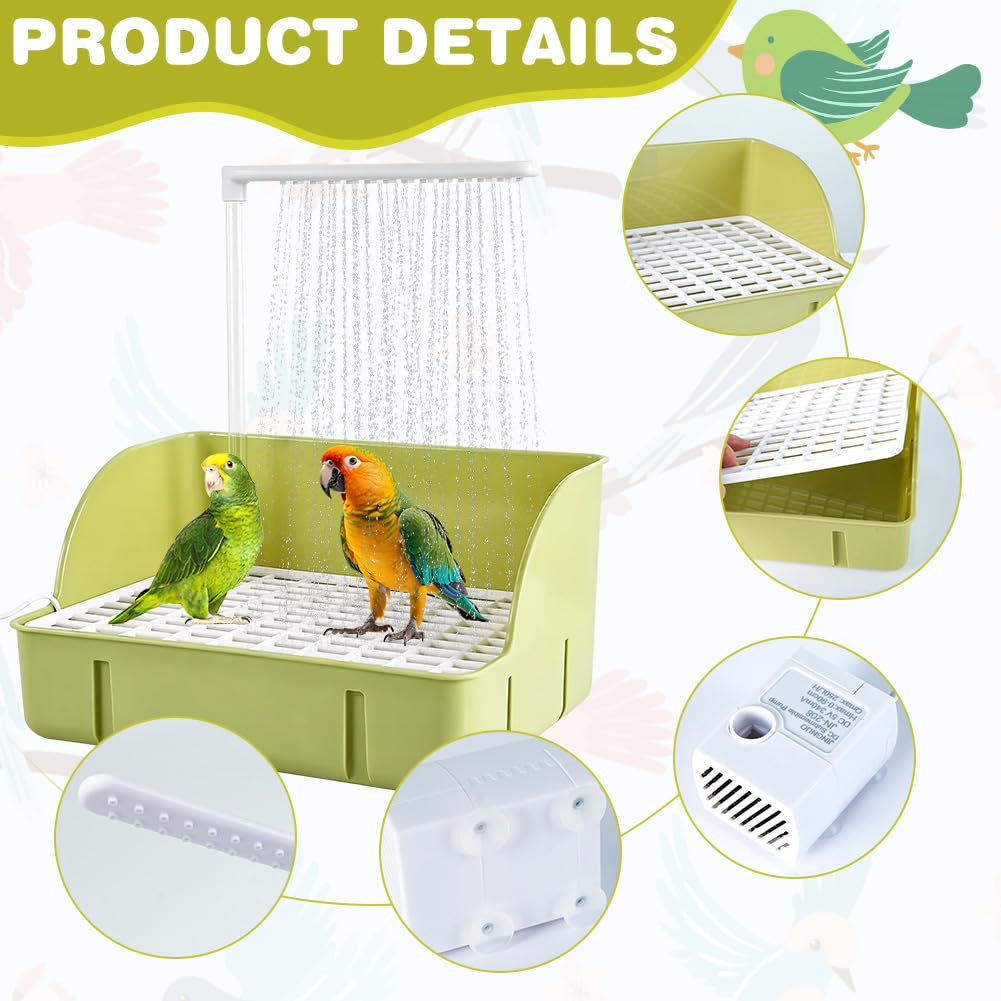 RANJIMA Vogeldusche Wellensittich, Wellensittich Dusche, USB Automatisches Vogelbad mit Wasserfall & Zirkulationshahn, Vogel Dusche, Vogel Badehaus Badewanne, für Unzertrennliche, Wellensittiche