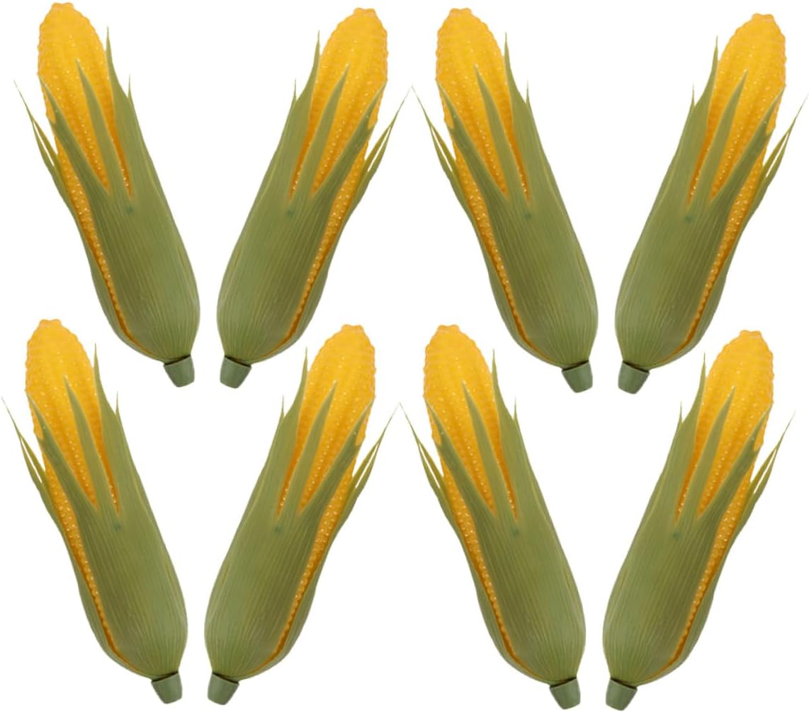 8pcs Lifelike Artificial Corn Models Faux Vegetable Decor Realistic Simulation Fake Food Props for Kitchen Home Party Thanksgiving Decoration