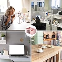 Vista 2 de Stationary Organiser 7-Grid Desk Organizer with Drawer – Multifunctional Plastic Table Organizer & Pen Holder for School, Office, and Home (Pink)