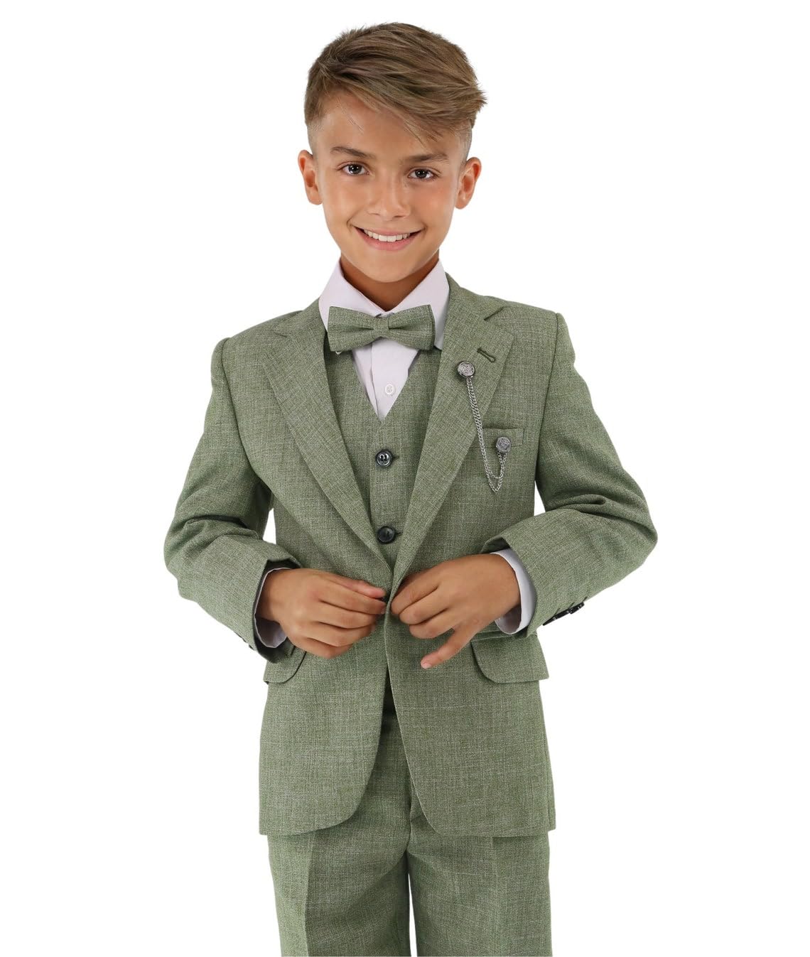 Traje Formal Texturizado de 8 Piezas para niños, Corte Ajustado, para pajes, Bodas, comuniones, de 1 a 16 años