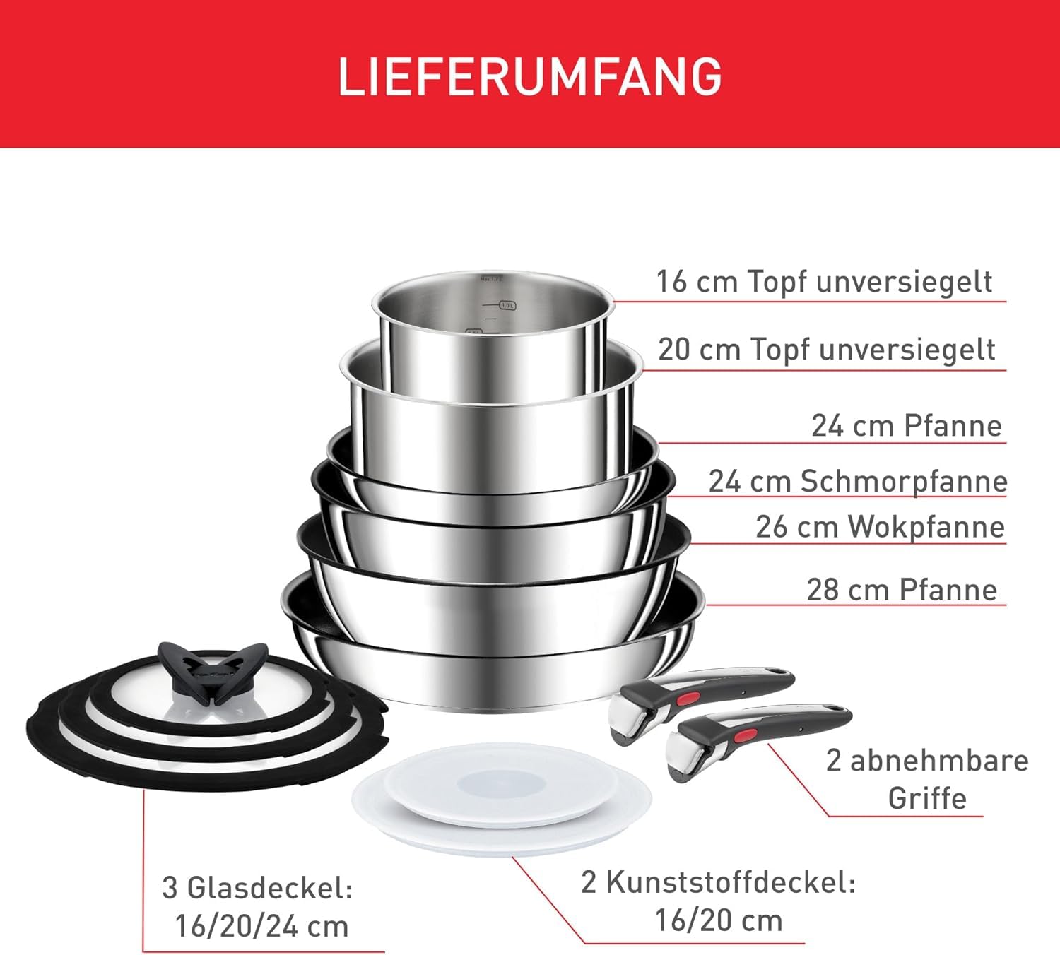 Tefal Ingenio Preference On Zestaw Naczyń Kuchennych, Stal Nierdzewna, Srebrny, 13pc Set
