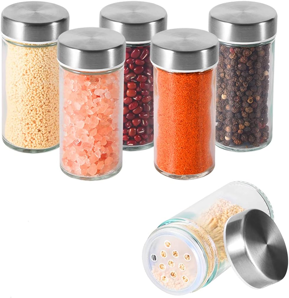 Miorkly 6 Spice Jars with Shaker Lids Spice Jars with LidsRound Glass