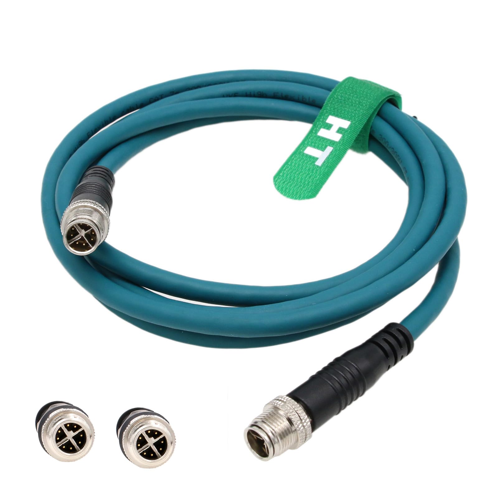 HangTon M12 8 Pin X-Coded to 8 Pole X-Coding Gigabit Ethernet Cat7e Cable for Cognex Industrial Sensor Camera High Speed Shielded 15m