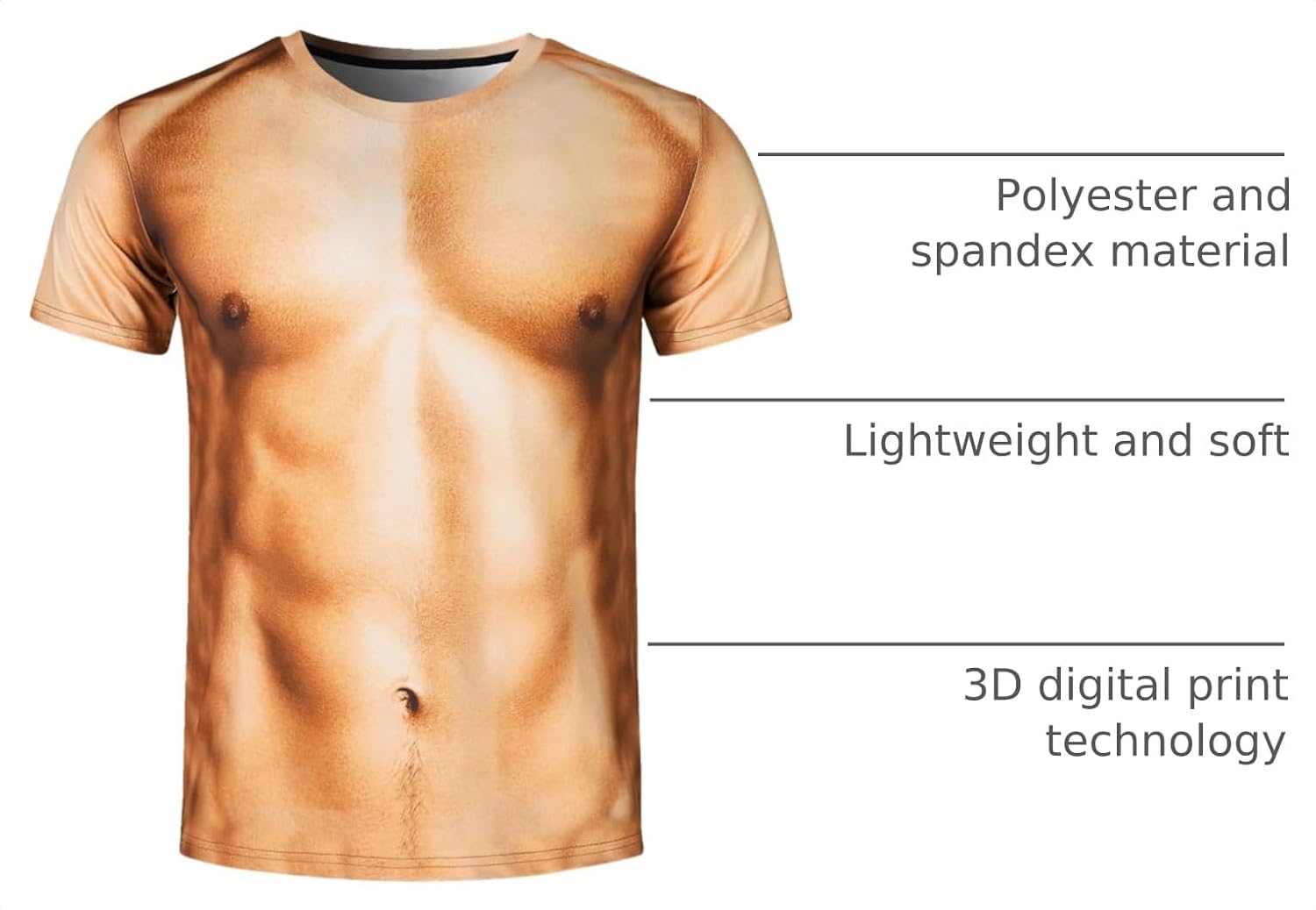 Goodstoworld Unisex 3D Fake Abs T Shirts Shredded Chest Printed Short Sleeve Costume Novelty Tees Shirt image 4