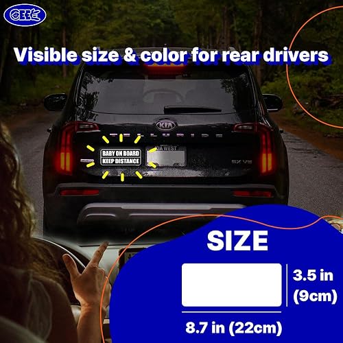Miniatura 6 de GEEKBEAR Baby on Board - Imán para automóvil, colorido, reflectante, resistente a la intemperie, rectangular, 8.7 x 3.5 pulgadas (negronegro)