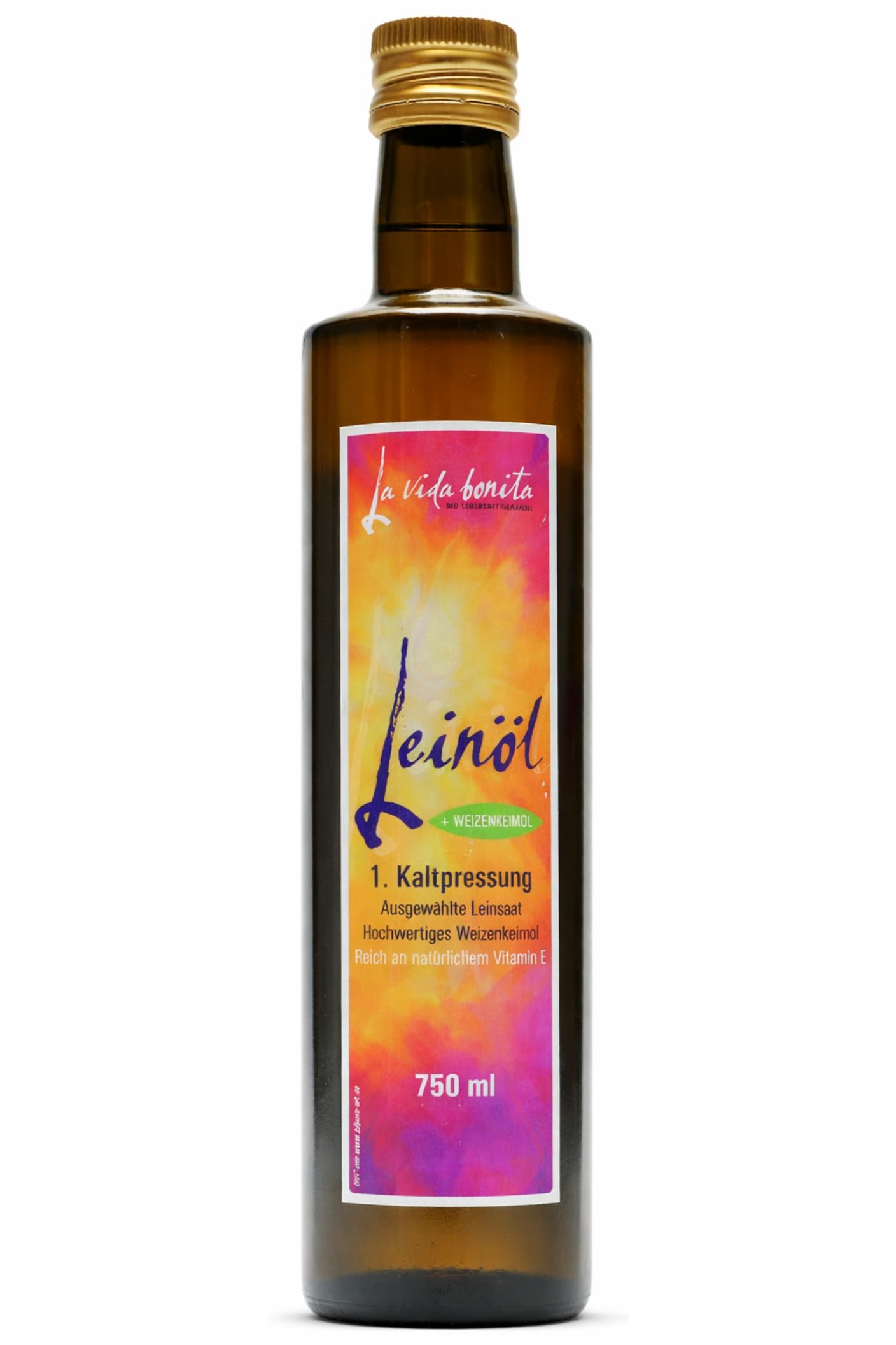 Leinöl mit Weizenkeimöl | DOPPEL-Pack 2x 750 ml | 100% frisch aus 1. Kaltpressung in Deutschland I Reich an Omega-3-Fettsäuren | vegan, Rohkost, laktosefrei & glutenfrei