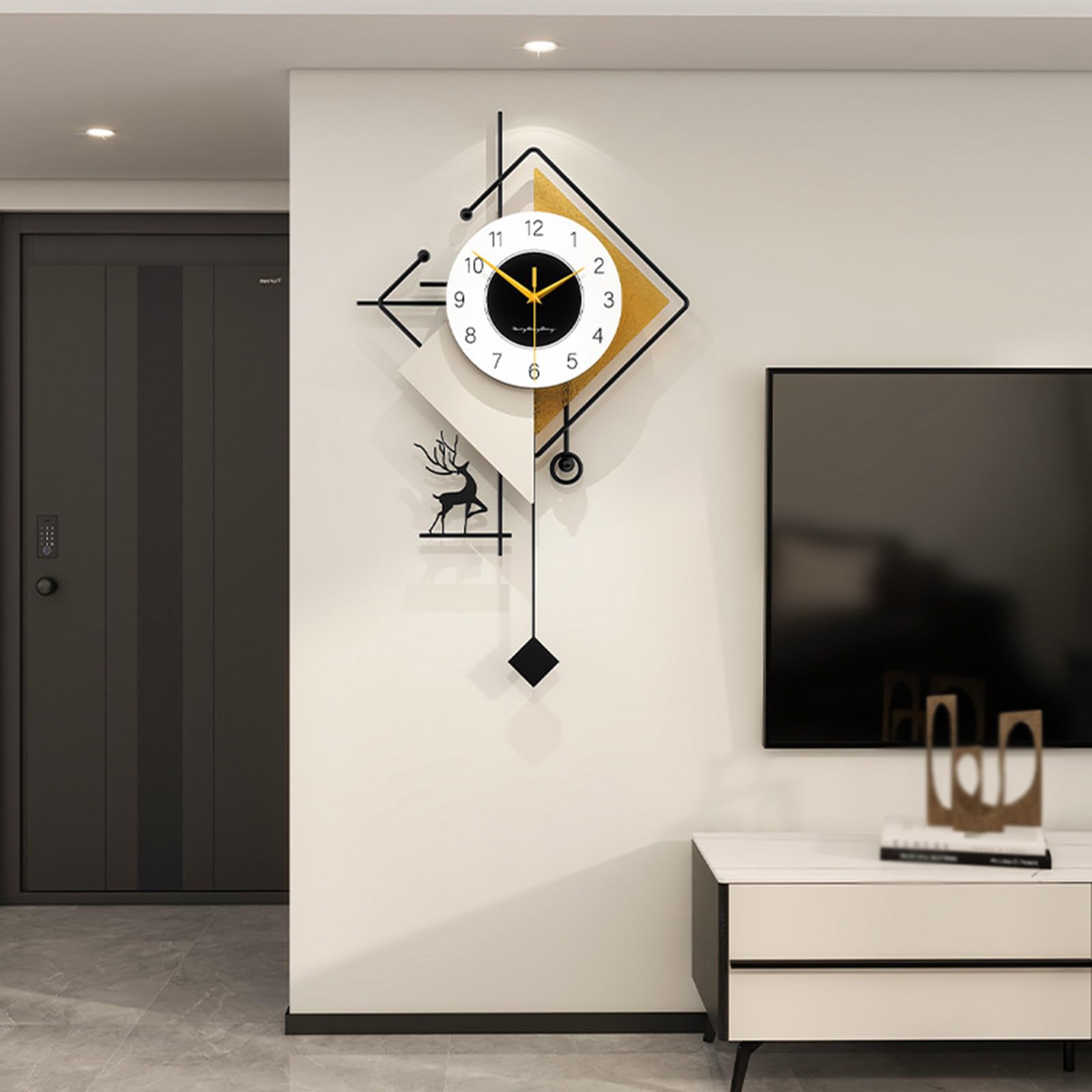 Modern Kreativ Wanduhr Exquisit Luxuriös Inspiriert Dekorative Wanduhren Leise ohne Tickgeräusche Batteriebetrieben Quarzuhr für Wohnzimmer Schlafzimmer Büro Küche, 40 * 70 cm