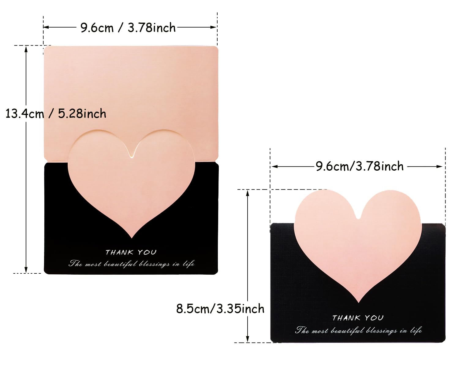 20 Biglietti Ringraziamento A Forma Di Cuore, Pieghevoli, Interno Vuoto, Colori Assortiti, 9.6×8.5 Cm Piegati - 4