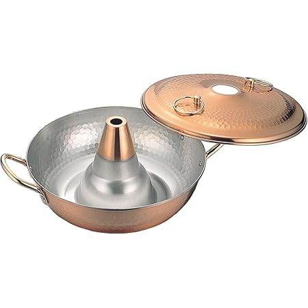 色移り有り 新光金属 純銅製 槌目入れ しゃぶしゃぶ鍋 26cm | www