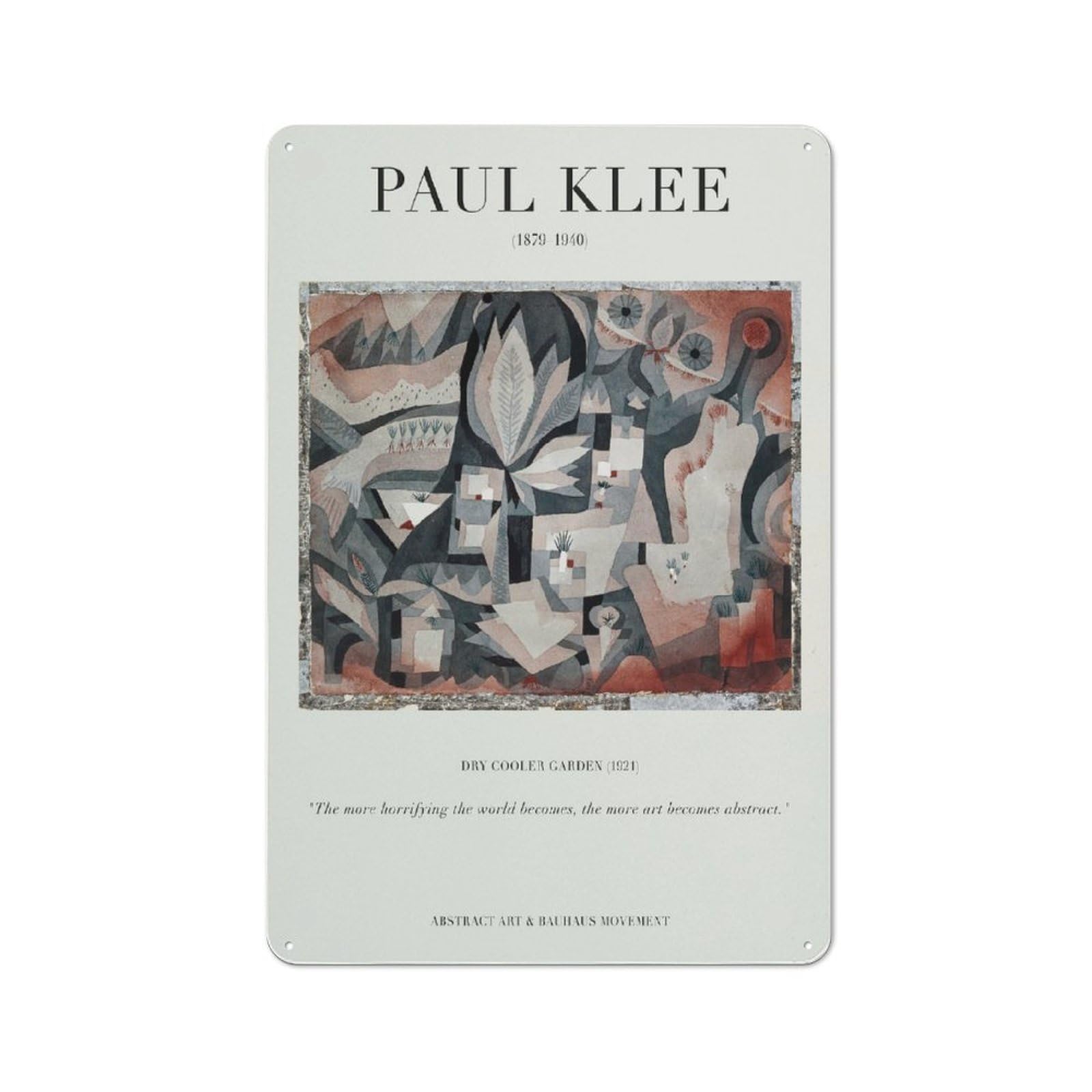 Junmoney Style-5 Vintage Tin Sign 30X20cm With Paul Klee - Dry Cooler Garden For Garage Or Workshop, For Vintage Wall Decor Fans, For Garage And Workshop Walls