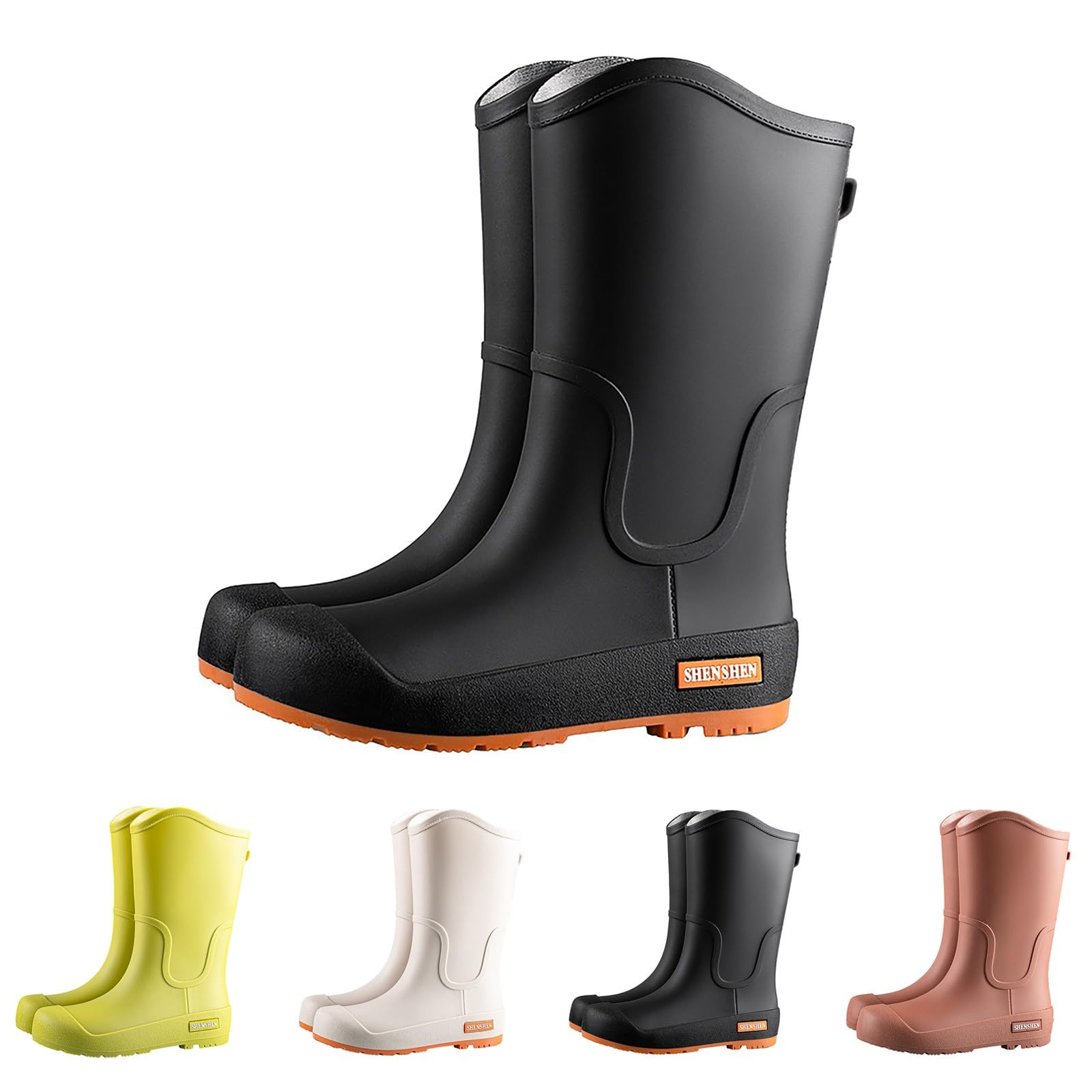 Generisch Stivali di gomma da donna a gambo lungo, impermeabili, antiscivolo, leggeri, da trekking, comode scarpe da pioggia, stivali da giardino, per il lavoro all'aperto, la pesca