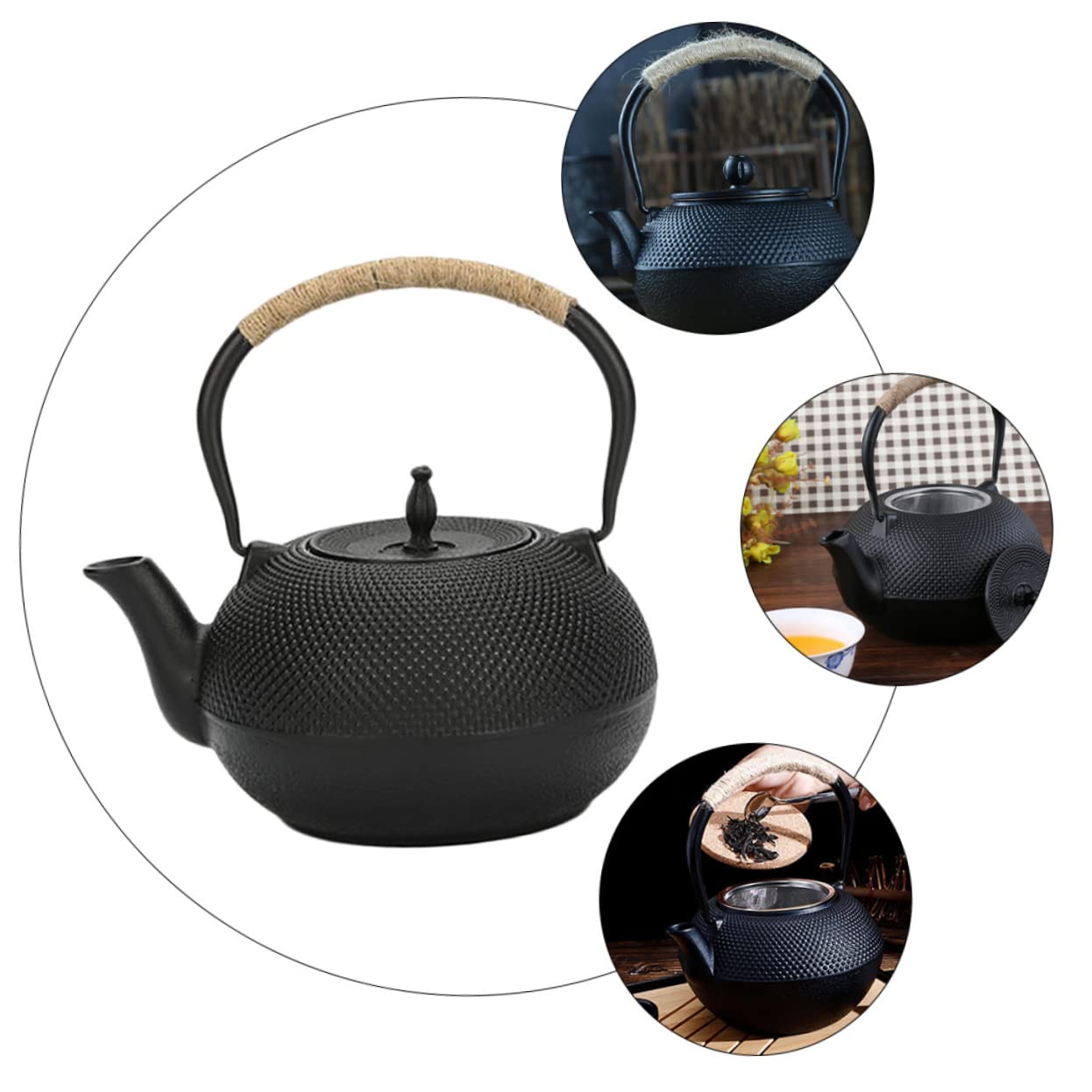 Cabilock 1 Pc tetera de hierro fundido tetera sin recubrimiento tetera china pequeña plancha vitroceramica hierro tetera retro tetera retro tetera antiguo Hervidor de hierro