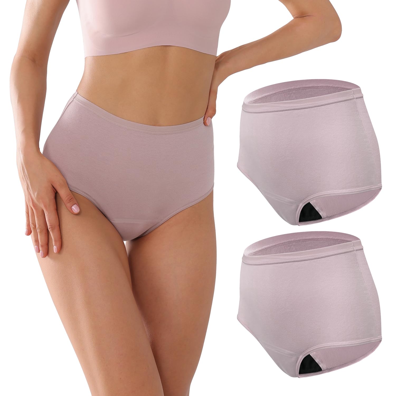 KARSWATT Washable High Rise Urinary Incontinence Underwear for Women Leak Proof Postpartum Protection Panties 2 Pack