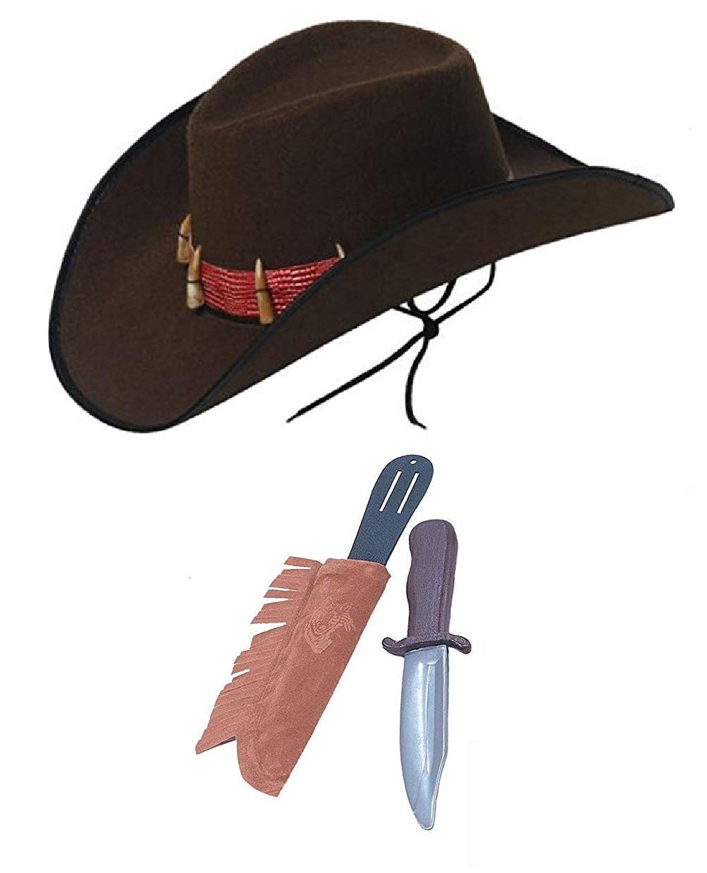 Mega_JumbleSaleยฎ Crocodile Dundee Adventurer Hat & Plastic Toy/Fancy Dress Explorer Hunter Mens Costume Accessory Set