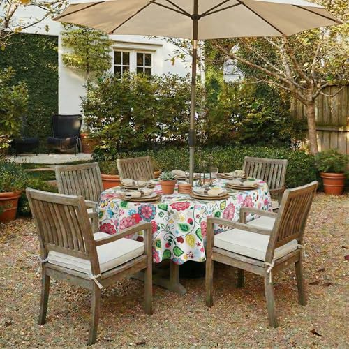 Image of EHouseHome Outdoor Indoor Tablecloth with Umbrella Hole for Oval Table,Waterproof Patio Table Cloths, Spring /Summer Table Covers with Zipper for Backyard Circular Table /BBQs /Picnic,60 x 84 inches