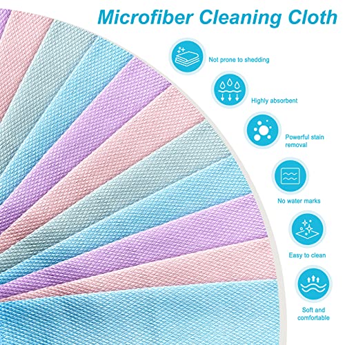 Buedm 12 Pack Microfiber Cleaning Cloth, Reusable Nanoscale Fish Scale Cleaning Cloth For Glass, Dishes, Mirrors, Stainless Steel Appliances, Etc. #TOP1