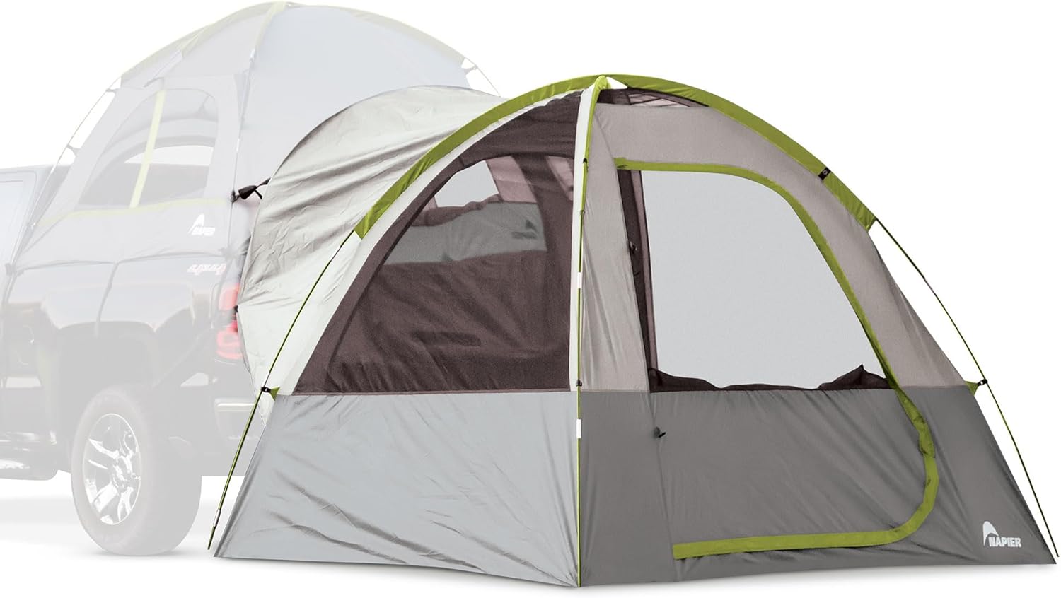 Napier Backroadz Link | Truck Bed Tent Camping Accessory | 8' x 8' Ground Tent Attachment | 4-Person Tent | Attaches to Napier Pickup Truck Tents - Truck Tent Not Included | Green/Gray | Model 19200