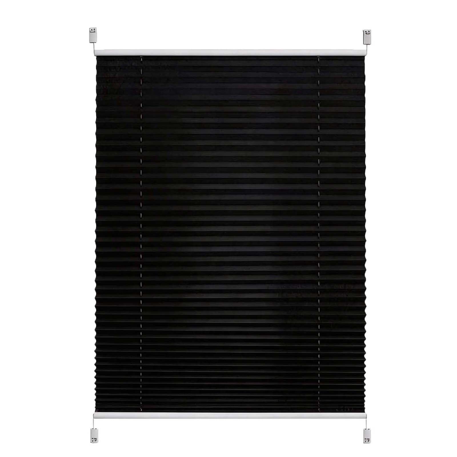 Plissee Ohne Bohren 52 x 75 cm Ohne Bohren, Sichtschutz, Sonnenschutz, Pflegeleicht Wabenplissee Verdunkelung Thermo Nach Maß für Fenster, Balkontür, Schwarz