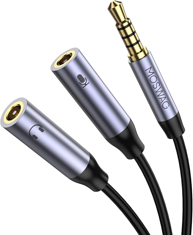 3.5mm TRRS Headphone Splitter, 1 Male to 2 Female Mic Audio Y Cable | 3.5 mm male to Dual Female Headphone Mic Splitter Jack, TPE material, For Switch 2, PS5/PS4, Xbox, Laptop, Phone, Tablet
