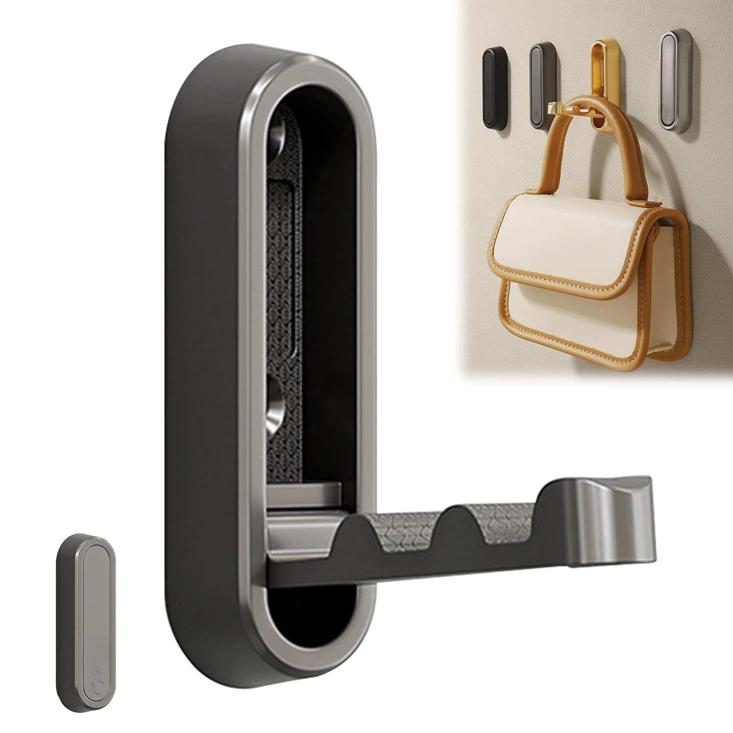 Ganchos para pared, ganchos negros para colgar, ganchos de pared resistentes, gancho para monedero, ganchos de succión para baño, ganchos de metal (gris)