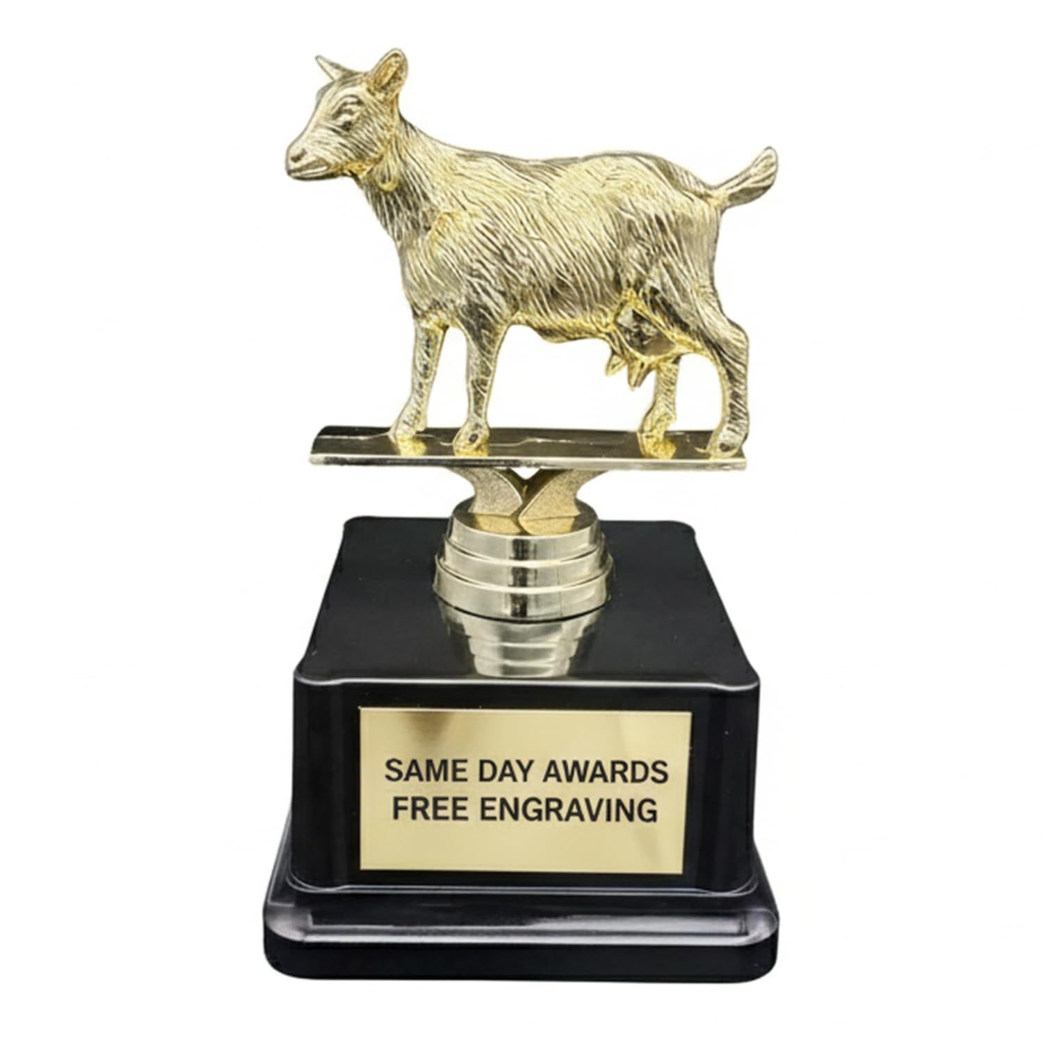 Same Day Awards Goat Trophy with Free Engraving 6.5 Inches Greatest of All Time Award Funny Office Gift Competition Award Employee Recognition