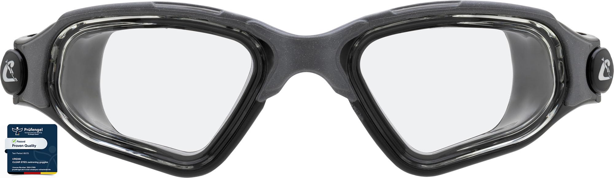 CRESSI Clear Eyes Goggles Black/Grey - Unisex Zwembril van puur Siliconen met Moleculaire Anti Condens Behandeling, Zwart/Grijs Heldere Lens