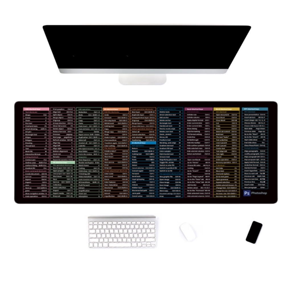 Quick Key Super Large Anti-Slip Keyboard Pad - with Office Software Shortcuts Pattern, Super Large Anti-Slip Keyboard Pads, Office Software Shortcuts Mousepad, Shortcut Reference (A, 400x900mm)