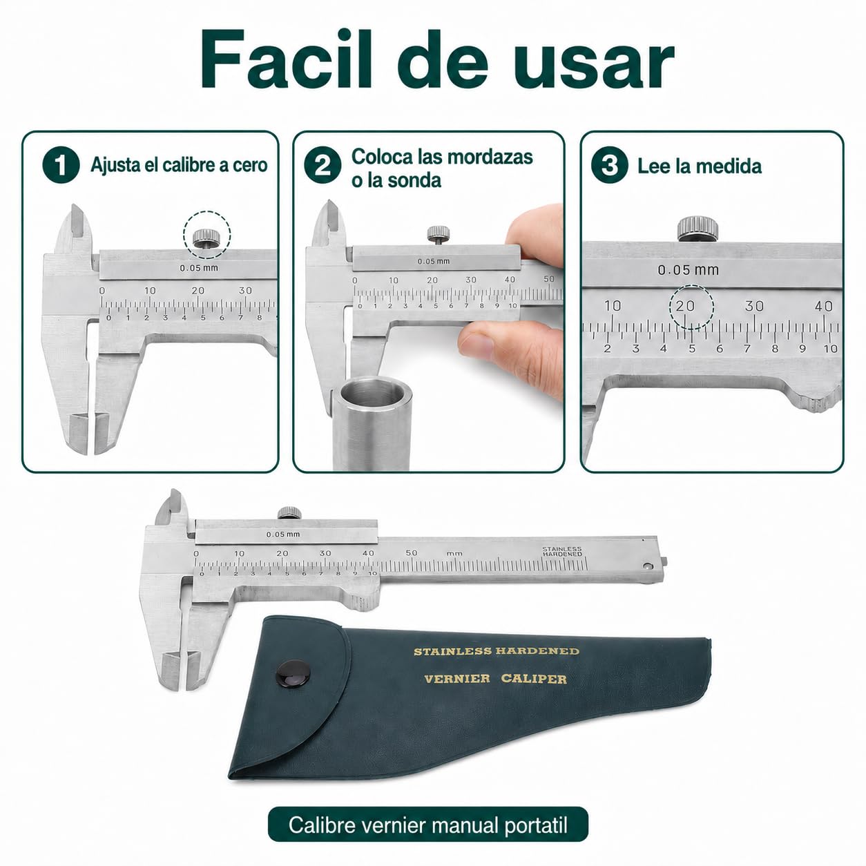 Calibradores Vernier Portátiles 0-50MM Calibradores Pequeños Joyas, Gemas, Monedas, Antigüedades, Calibradores Para Estudiantes