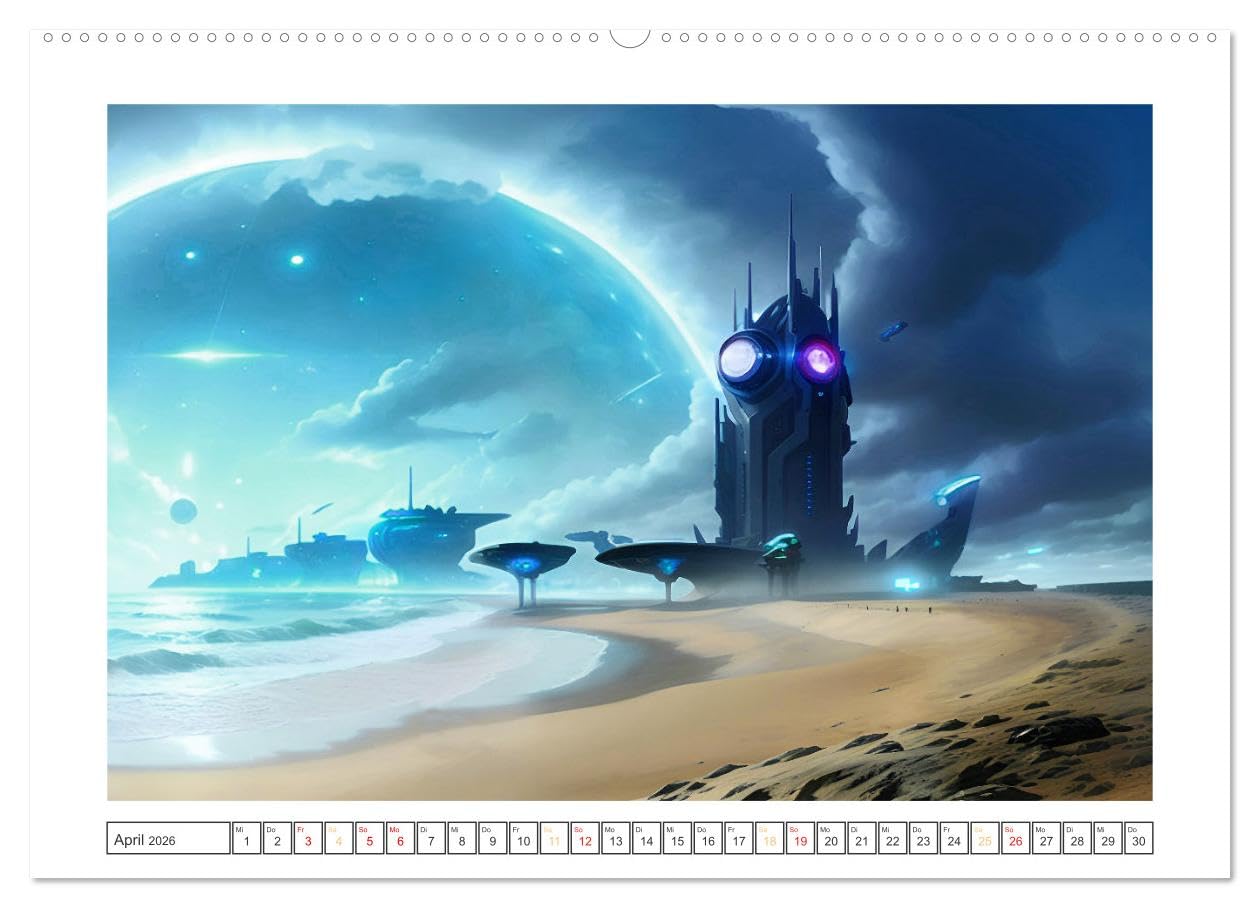 KI-Impressionen der Zukunft (hochwertiger Premium Wandkalender 2026 DIN A2 quer), Kunstdruck in Hochglanz: Wie stellt siche eine künstliche Intelligenz die Zukunft vor? (CALVENDO Kunst)