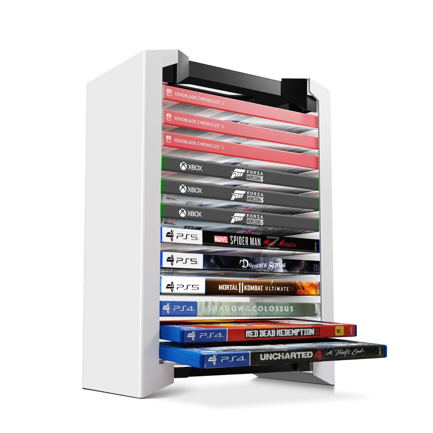 TNP Torre di archiviazione videogiochi custodia 12 CD Blu-ray supporto DVD scaffale verticale organizer PS5 Playstation 4 Nintendo Switch Xbox
