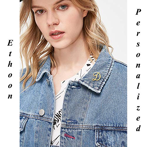 image for ETHOON Initial Letter Brooch Pin Small Lapel Pin Tie Tack Name Persona