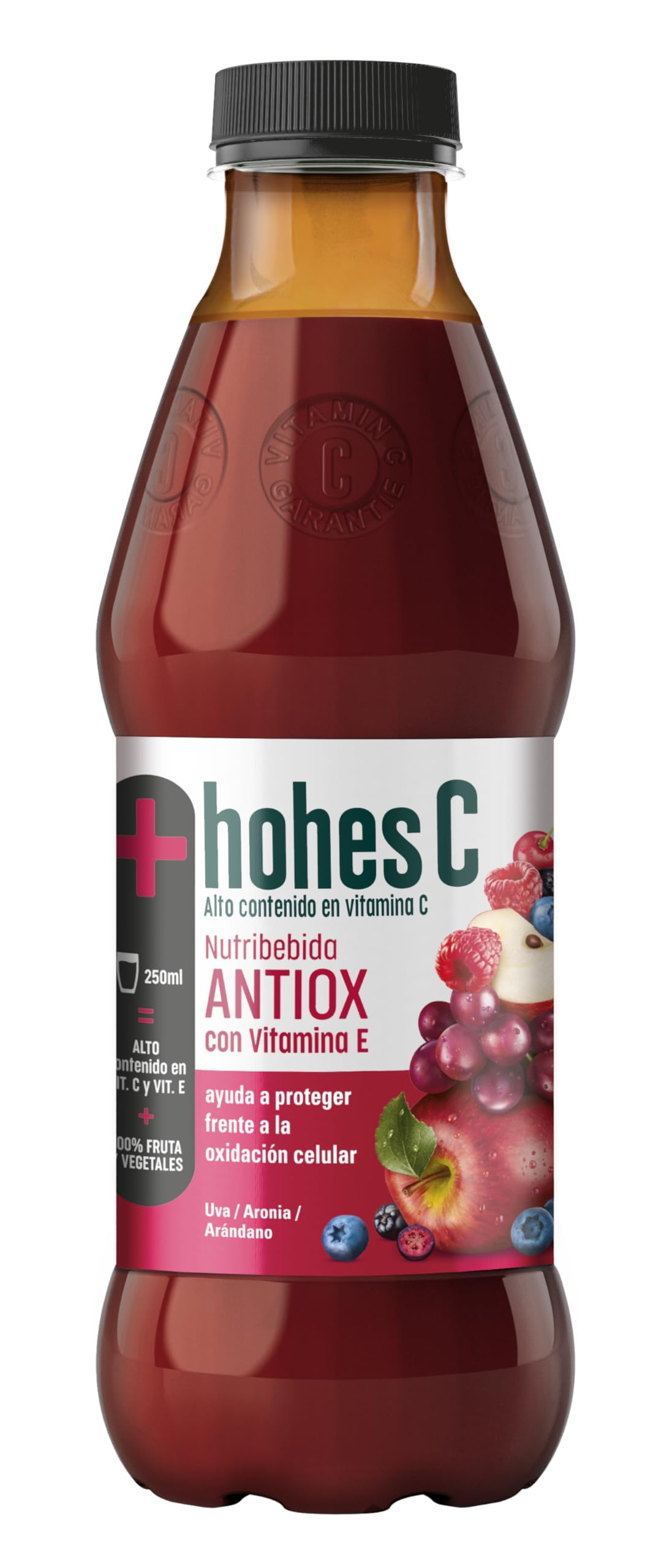 hohes C Nutribebida Antiox con Vitamina E - Zumo de Manzana, Uva, Aronia, Acerola, Arándano, Zanahoria Negra y Limón 100% natural 1L