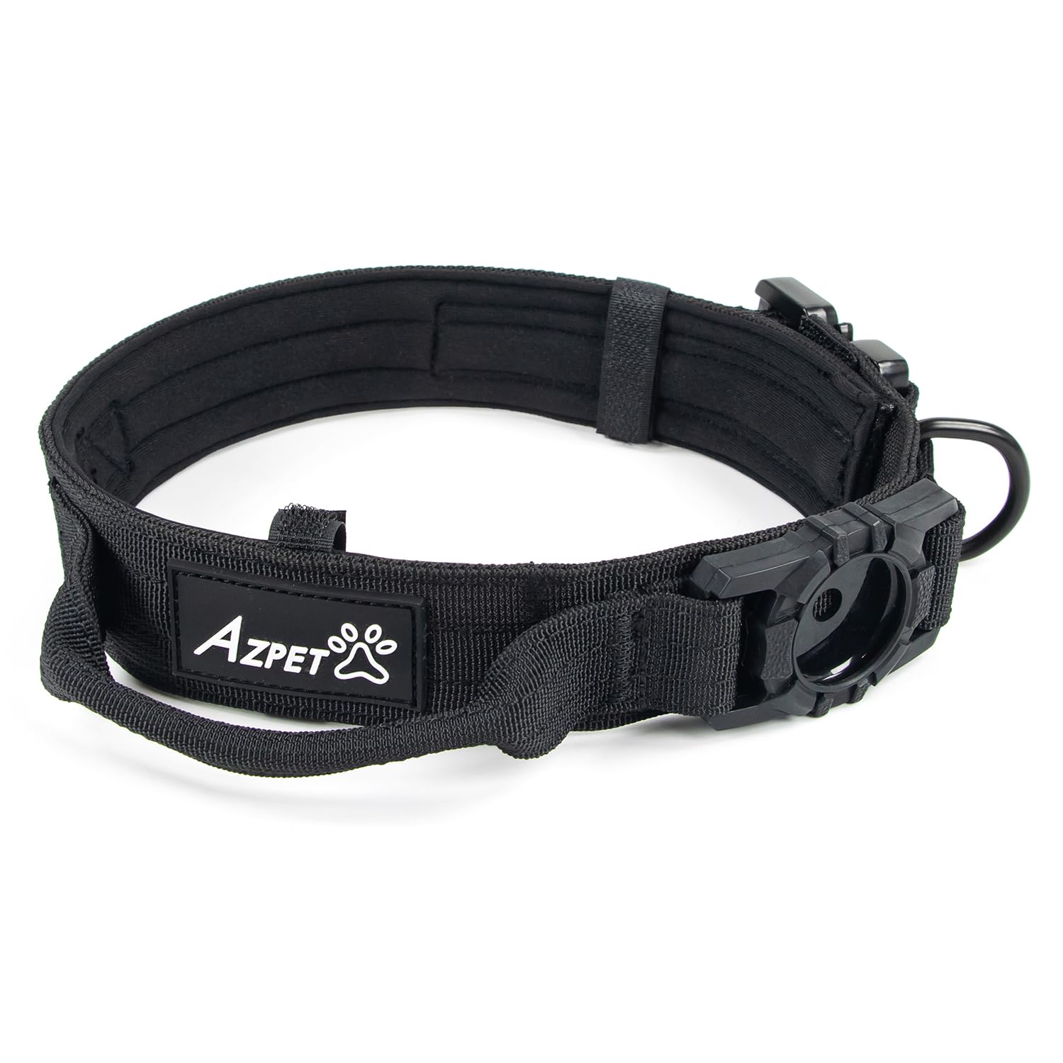 Azpet Tactical Trace Dog Collar - for Apple Airtag - Premium Metal Hardware (Medium)