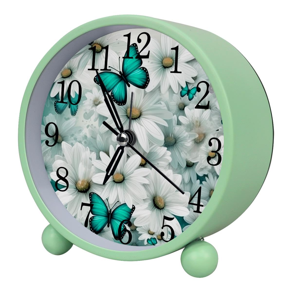 Luoweisi Alarm Clock Butterflies Daisy, Silent Non-Ticking with Night Light