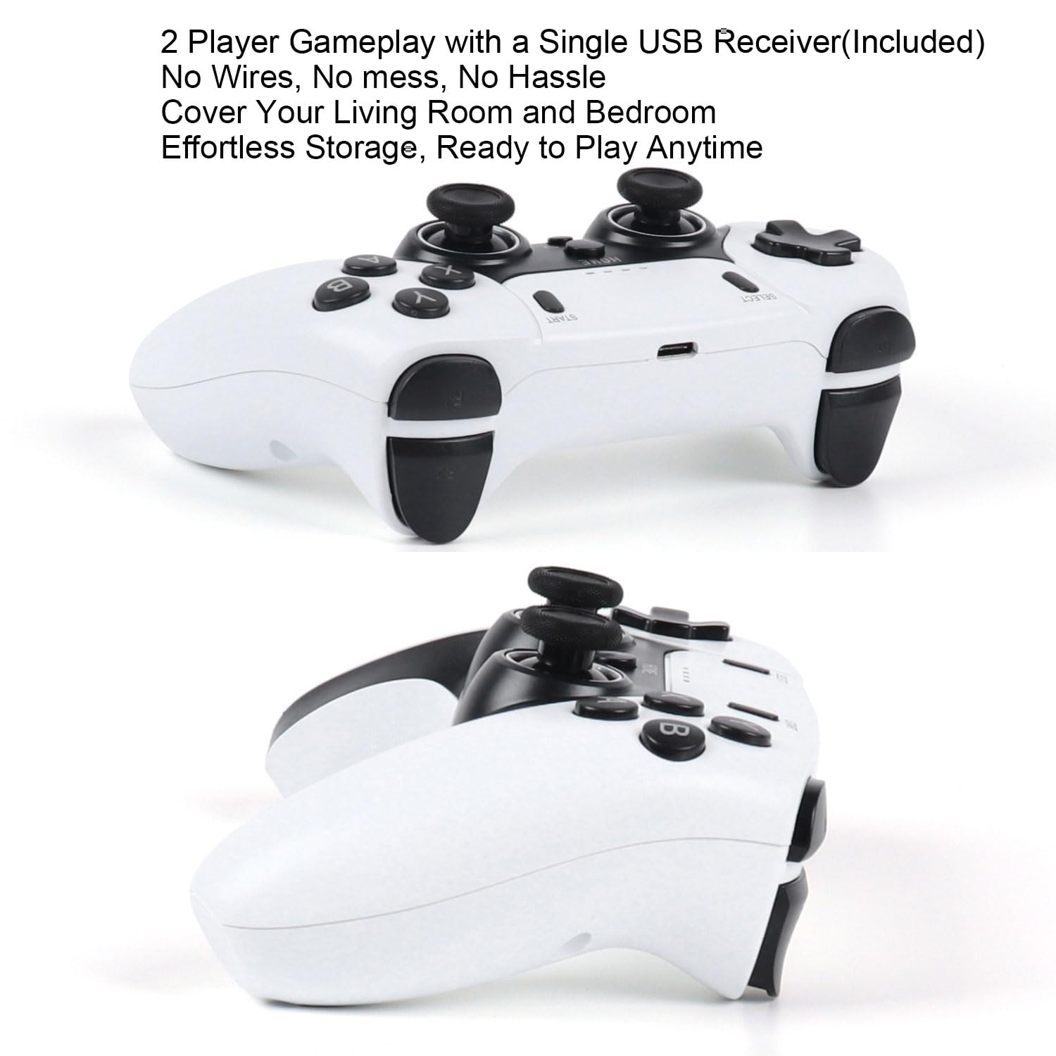 Paquete de 2 controladores inalámbricos para Windows PC/Raspberry Pi/Stick/TV/Game Box, mando a distancia recargable con Turbo para emulador de computadora portátil, Roblox, Steam, RetroPie, RecalBox