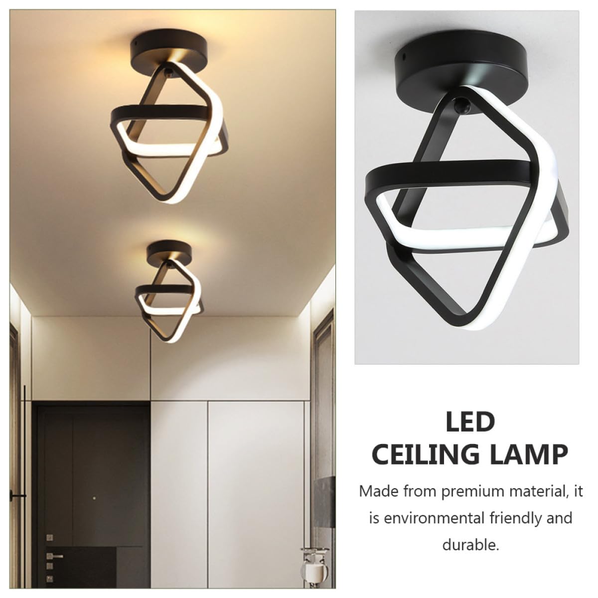 Healeved LED Deckenleuchte 220v 6000k Quadratisch Schwarz für Wohnräume