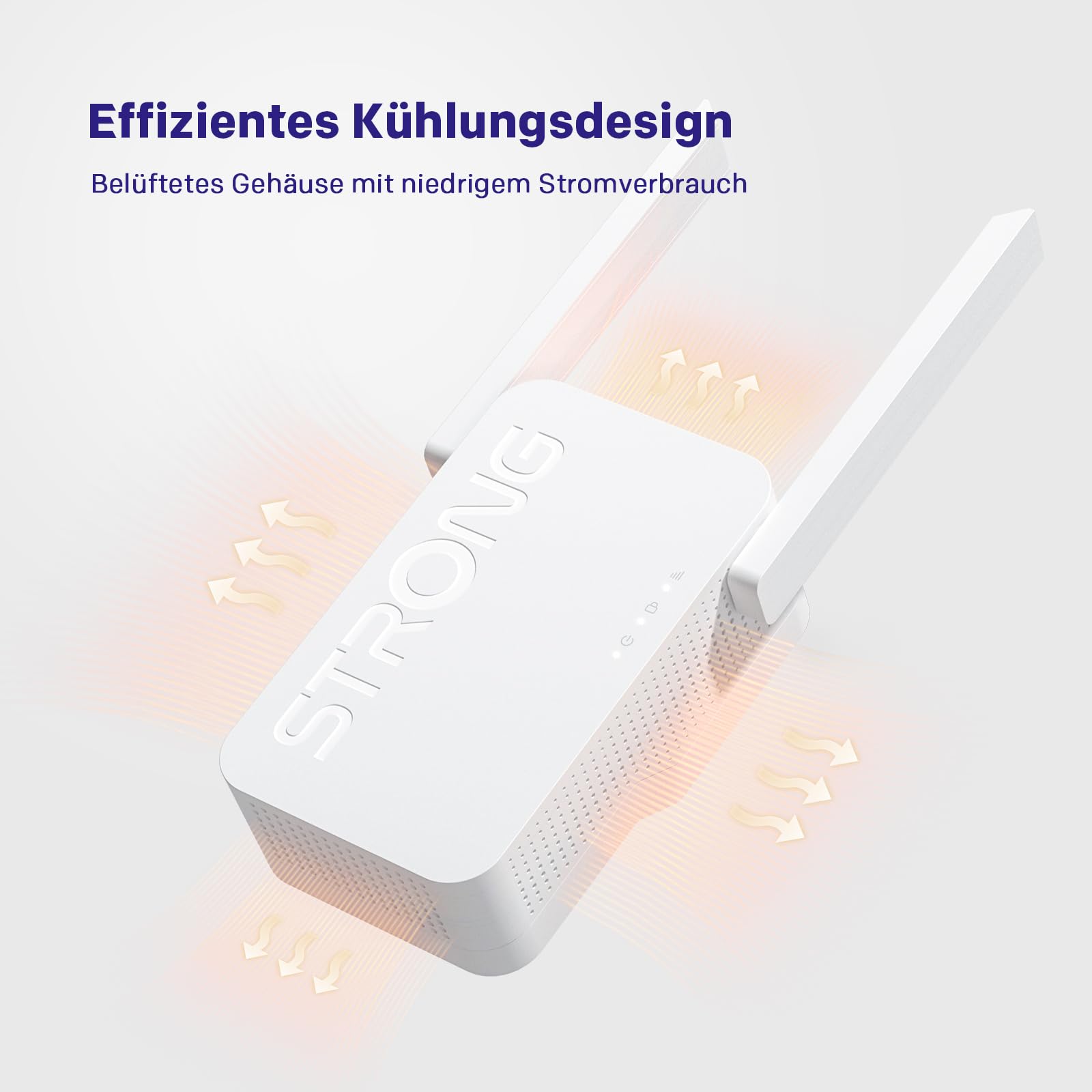 STRONG WLAN Verstärker AX3000 Wi-Fi 6 für Steckdose – Dualband Repeater & Internet Verstärker mit 2 externen Antennen, Smart LED, Access Point Modus, hohe Reichweite für Streaming & Gaming, kompatibel