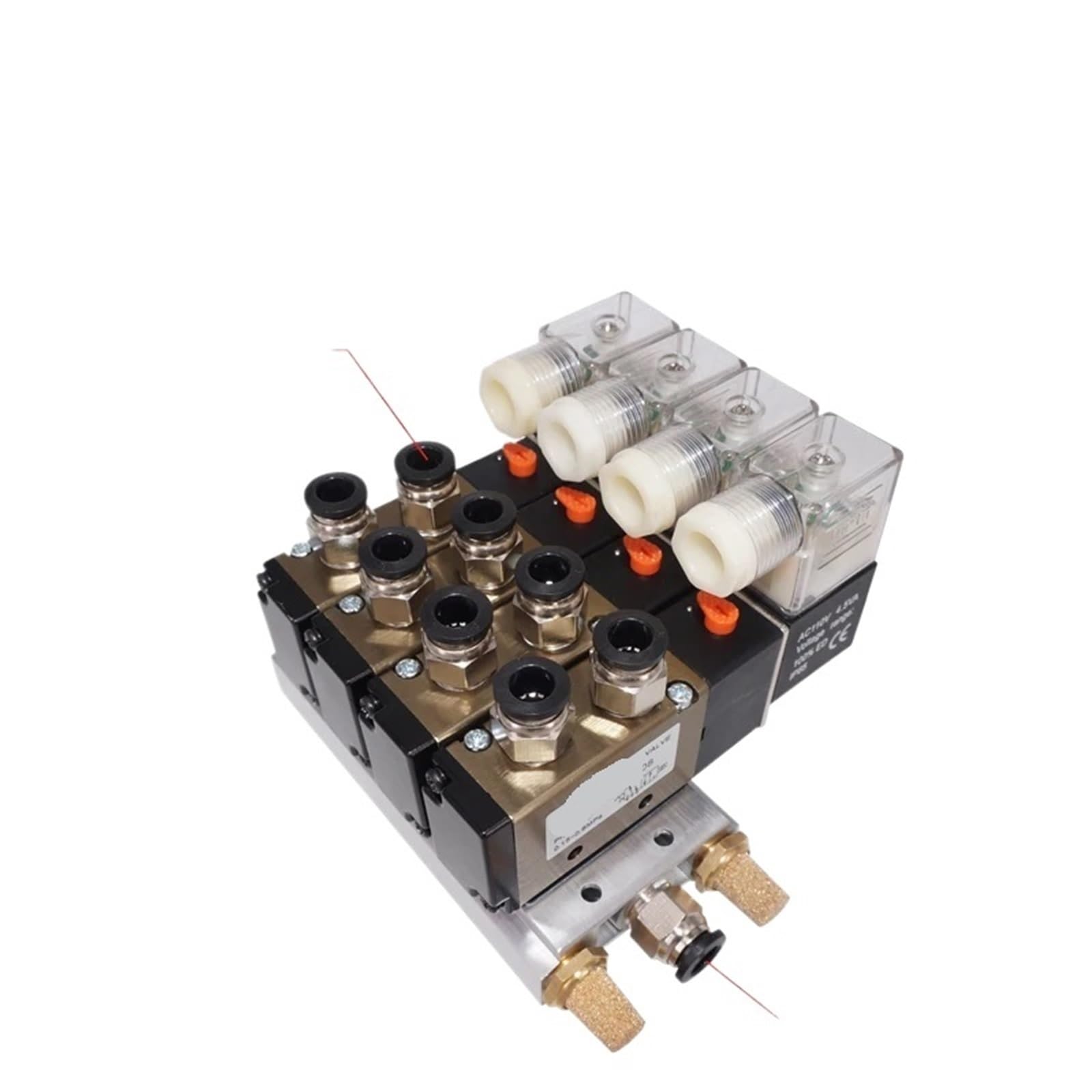 Électrovanne quadruple 4V210-08 24V | Distributeur pneumatique 2 stations avec raccords 10mm