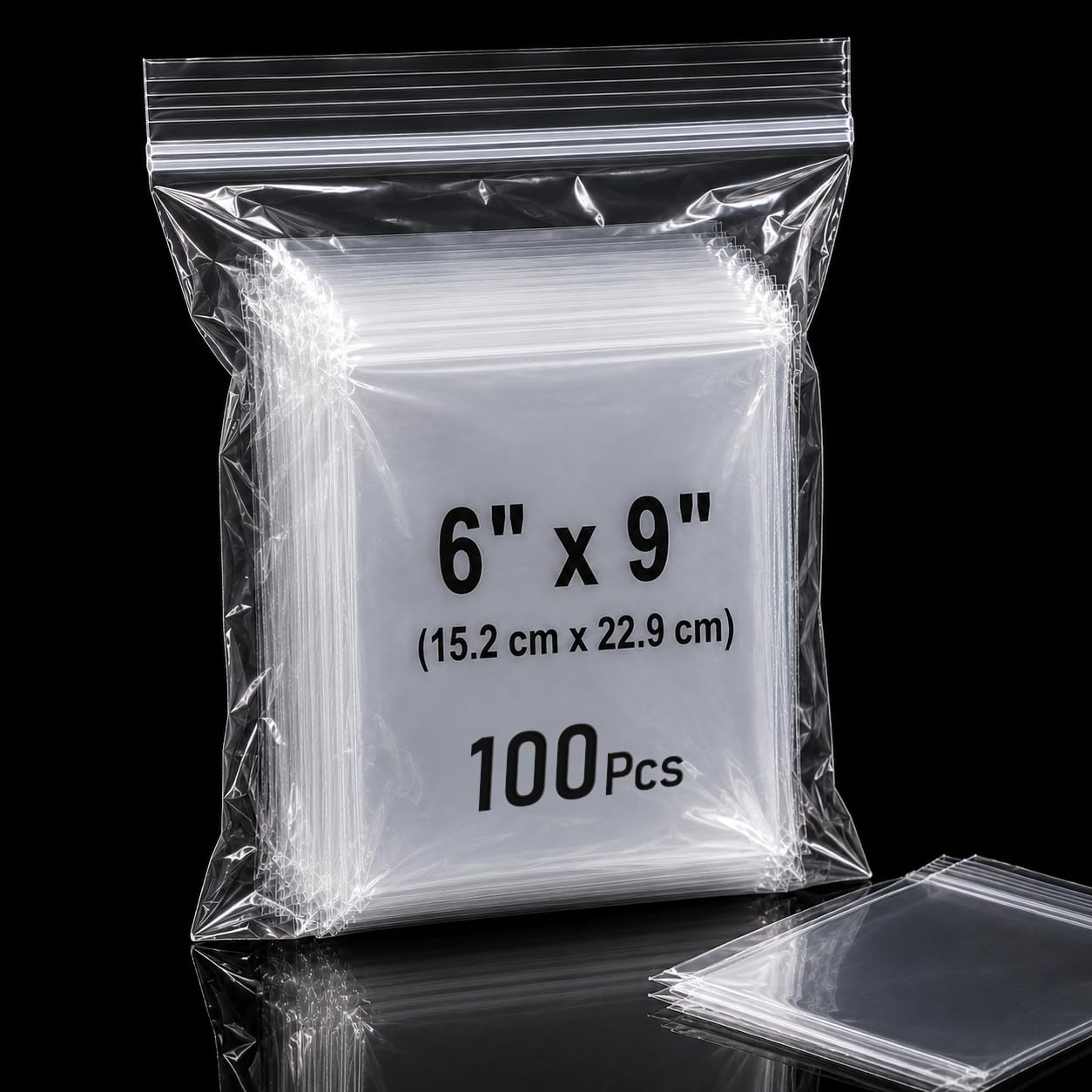 100 Pcs 6x9"/15x23cm Reusable Sealed Clear Plastic Bags, Freezer & Sandwich Bags โ image 1